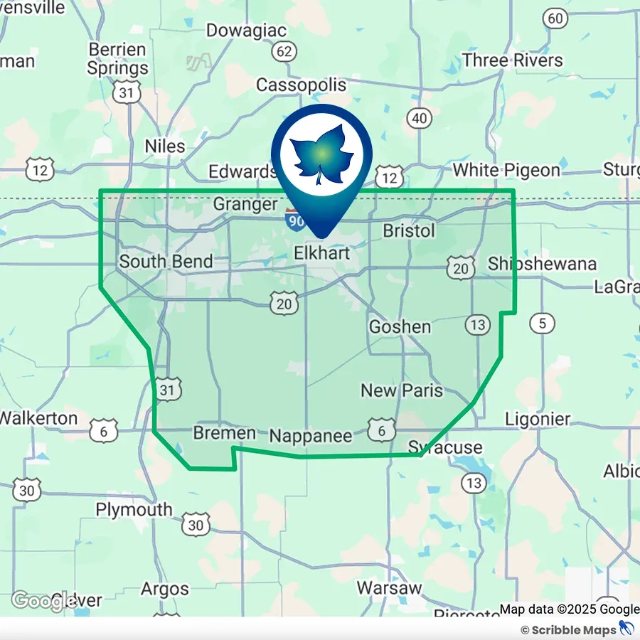 Nature Scape Service Service Area Map Elkhart Indiana