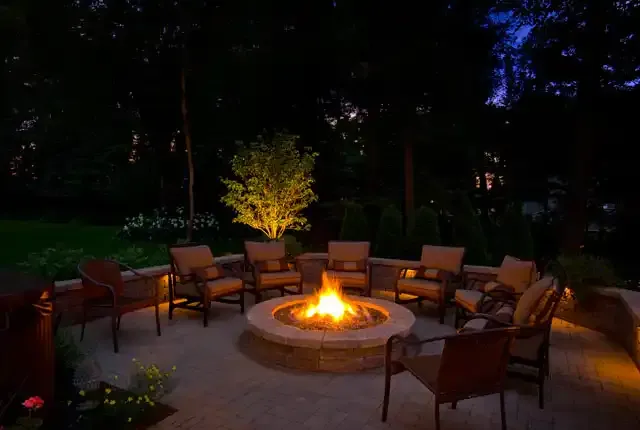 night time fire pit