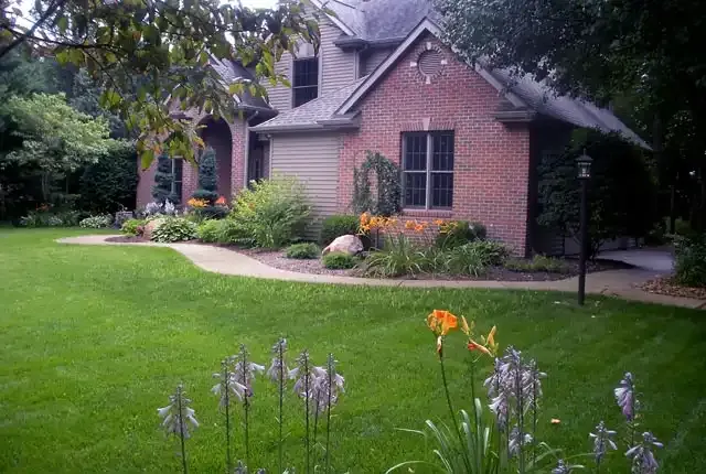 house and fresh cut lawn
