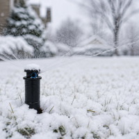 sprinkler surrounded by snow