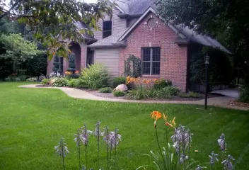 house and fresh cut lawn
