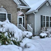 snowy house and yard