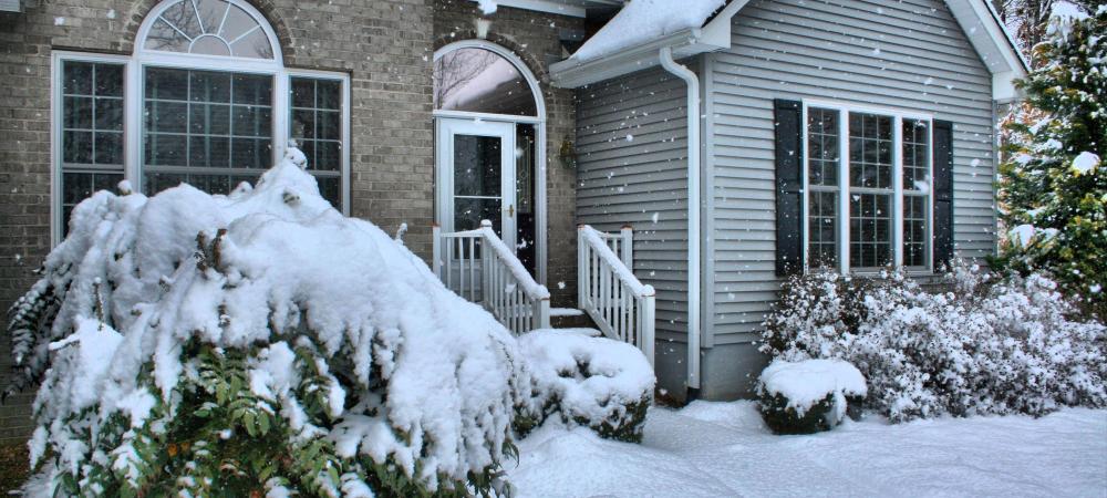 snowy house and yard